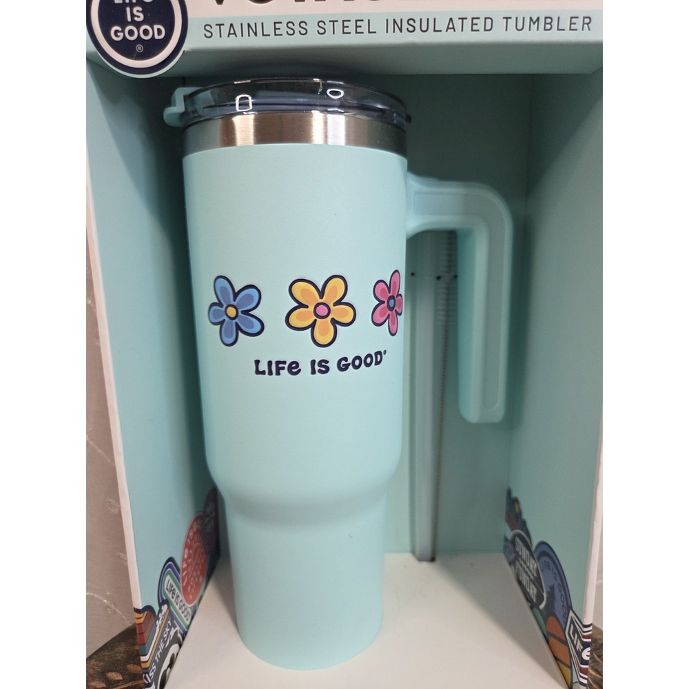 Life Is Good Voyager Tumbler 32oz Flowers New in Box - Picture 2 of 4
